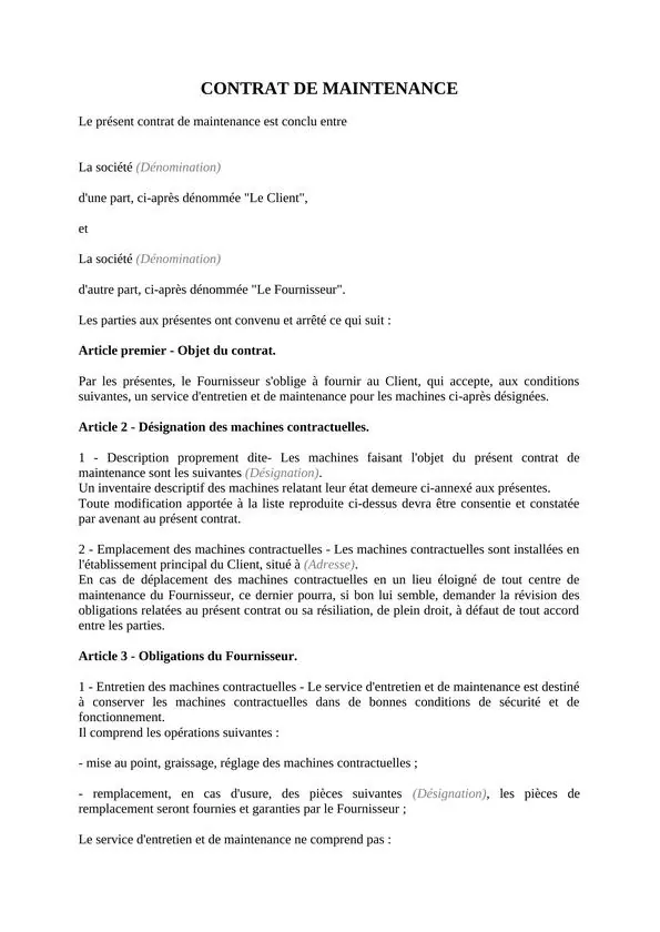 Contrats annuels personnalisés